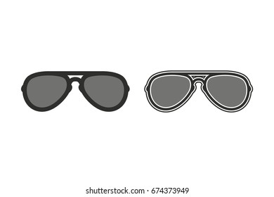 Sunglasses vector icon. Black illustration isolated on white background for graphic and web design.