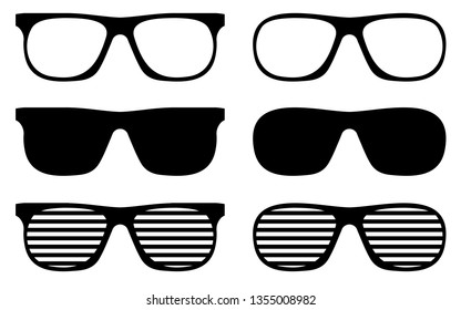 Sunglasses Vector Icon Cliparts Glossy black aviator Illustration