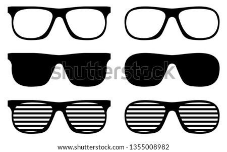 Sunglasses Vector Icon Cliparts Glossy black aviator Illustration
