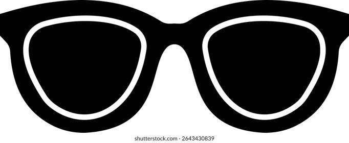Óculos de sol ícone vetor para moda acessório design de óculos de verão estilo e proteção solar Óculos de homens e mulheres. quadro hipster, moda aros de plástico preto. Trendy Optics Art, gráfico de sombra moderno