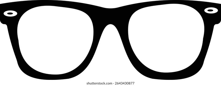 Sunglasses vector icon for fashion accessory design summer eyewear style and sun protection Men and women glasses. hipster frame, fashion black plastic rims. Trendy Optics Art, modern shade graphic