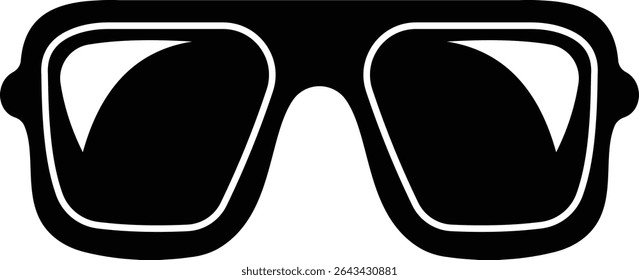 Sunglasses vector icon for fashion accessory design summer eyewear style and sun protection Men and women glasses. hipster frame, fashion black plastic rims. Trendy Optics Art, modern shade graphic