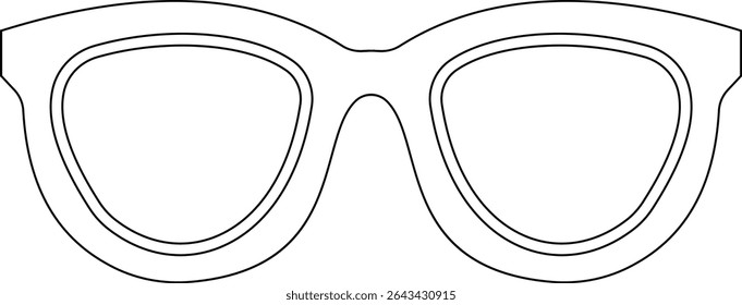 Sunglasses vector icon for fashion accessory design summer eyewear style and sun protection Men and women glasses. hipster frame, fashion black plastic rims. Trendy Optics Art, modern shade graphic