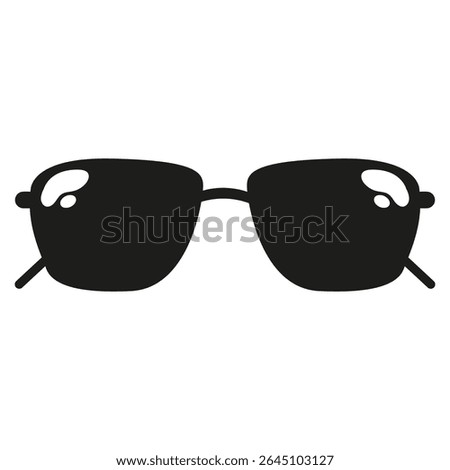 Sunglasses vector icon. Line art. Flat illustration. Hands are drawn. Silhouette of glasses on a white background. Suitable for travel, sea, rest, sunbathing. Isolated