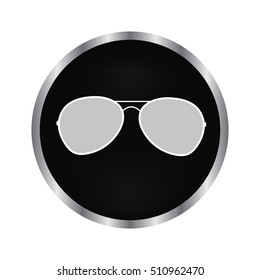 sunglasses - vector icon on a black button