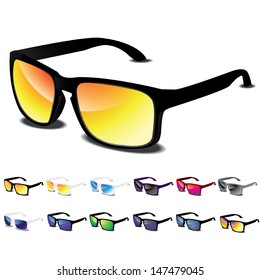 Sunglasses vector icon set