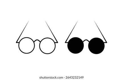 Sunglasses vector icon. Spectacles accessory. Black clip art eyeglasses and sunglasses on white background. Glasses vector icon. Optical. Summer eyewear sun protection sunglass vector icon.