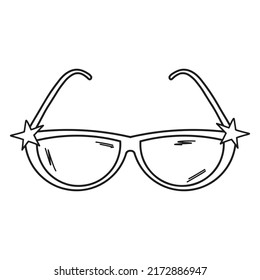 Sunglasses vector icon. Sunglasses with stars. Summer accessory. Outline illustration.