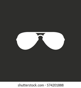 Sunglasses vector icon. White illustration isolated on black background for graphic and web design.