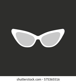 Sunglasses vector icon. White illustration isolated on black background for graphic and web design.