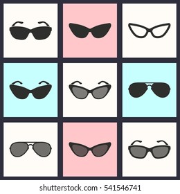 Sunglasses vector icons set. Illustration isolated for graphic and web design.