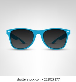 Sunglasses vector illustration. Blue rim.
