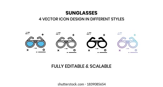 Iconos de la ilustración del vector de gafas de sol con un estilo diferente