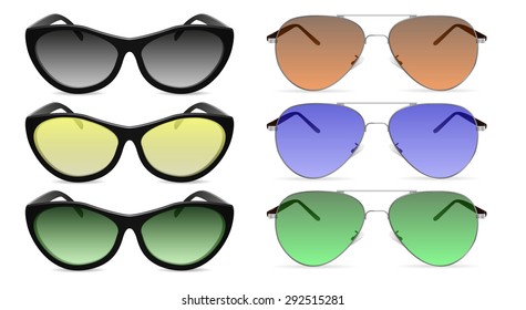 Sunglasses. Vector Illustration isolated on white background.