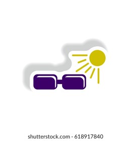 sunglasses Vector illustration in paper sticker style sun and glasses