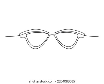 Sunglasses vector one line continuous drawing illustration. Hand drawn linear silhouette icon. Minimal design element for print, banner, card, wall art poster, brochure. 