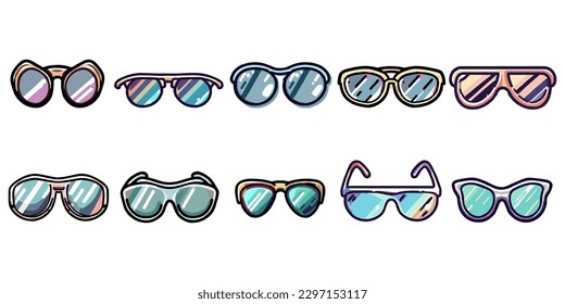 Diseño gráfico de clipart de colección de conjuntos vectoriales de gafas de sol