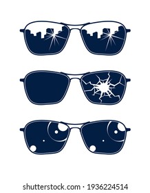Sonnenbrillen, Vektorset, stilvolle Brillen, Modedesign-Elemente.