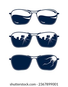 Sunglasses vector set, stylish eyeglasses fashion design elements.