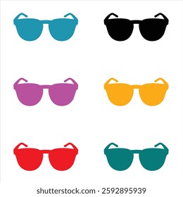 Sunglasses Vector Set, Stylish Eyewear Collection, Colorful Fashion Glasses