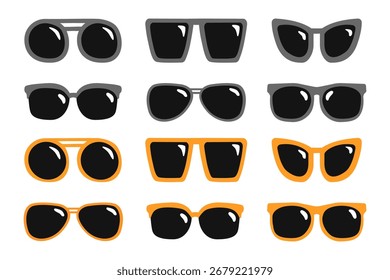 Conjunto de Vector de gafas de sol. Conjunto de iconos de gafas de sol. Signo de marco de gafas.