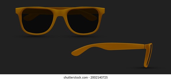 Sunglasses vector, Sunglasses silhouette. geek glasses, hipster sun lens ocular. Realistic look. Vector illustration.