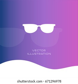 Sunglasses vector silhouette icon on gradient background. Summer flat illustration