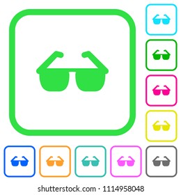 Sunglasses vivid colored flat icons in curved borders on white background