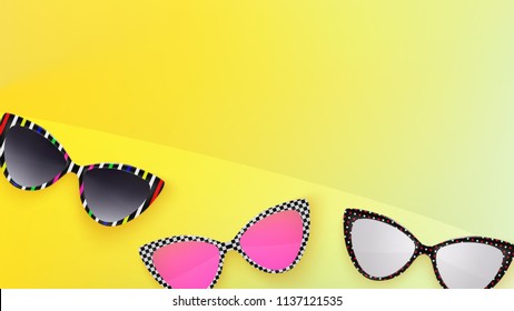 Sunglasses Wallpaper Trendy Colors Fashion Background Stock Vector