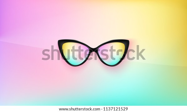 サングラスの壁紙 流行色 ファッションの背景 夏 ホログラフィック リム 眼鏡 パーティー アイウェア ポスター背景 サングラス ホログラフィックグラス 熱帯 猫目の縁のスタイル レトロ のベクター画像素材 ロイヤリティフリー 1137121529