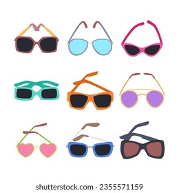 sunglasses women set cartoon. fashion girl, young person, lifestyle lady sunglasses women sign. isolated symbol vector illustration