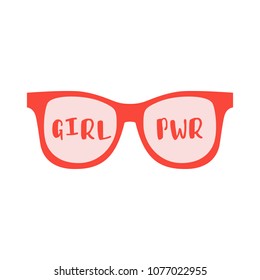 Sunglasses with words girl boss on a white background. Fashion Modern Stylish Black woman Glasses. Vector illustration isolated on white background