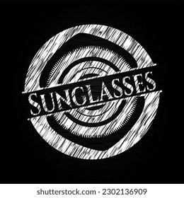 Sunglasses written on a chalkboard. Vector Illustration. Detailed. 