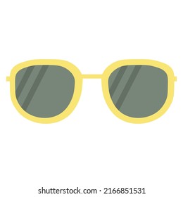 Sunglasses with yellow frames and green lenses. Yellow glasses. Vector illustration in flat style eps10.