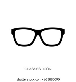 Sunglasses/Glasses Icon. Vector Illustration. Hipster Style Flat Design. Glasses Silhouette. Simple Icon. Isolated on a White Background.