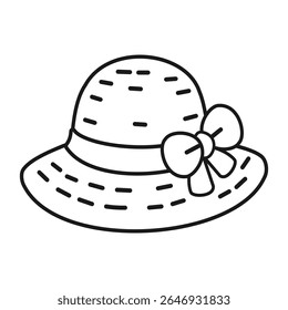 Sunhat stylish summer hat vector illustration coloring page isolated on white background