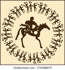 
Sun-headed man vector pattern as a design element.