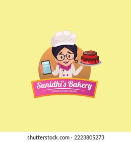 Plantilla de logotipo de mascota vectorial de panadería de Sunidhi. 