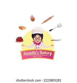 Sunidhi's bakery vector mascot logo template. 