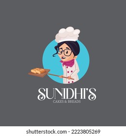 Sunidhis Kuchen und Brot Vektor Maskottchen Logo Vorlage. 