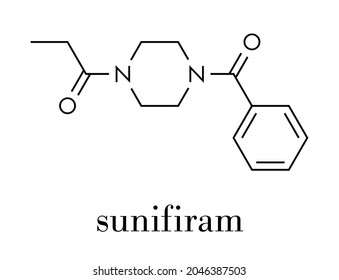 Sunifiram molecule. Potential nootropic. Skeletal formula.