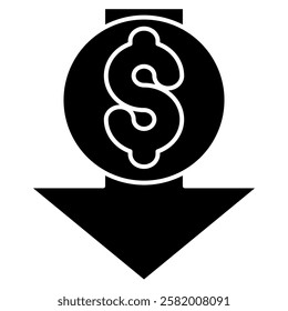 Sunk Cost Icon - Black Filled Style - Cognitive Biases Theme