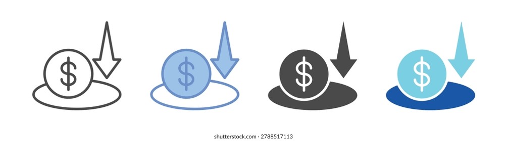 Sunk Cost Icon Set With Multiple Styles Vector Illustration