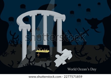 The sunken Atlantis. World ocean's day concept. 