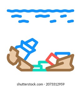 vector de color de envío de contenedor hundido. señal de barco de contenedor hundido. ilustración de símbolo aislado