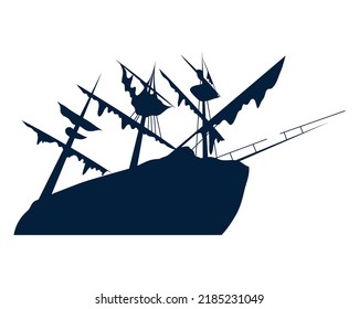 sunken pirate ship silhouette icon