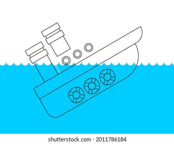Sunken ship icon. Shipwreck sign. vector illustration
