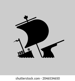 Sunken Ship Icon Sign. Symbol Vector Illustration