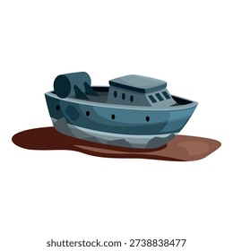 Sunken ship leaking oil, causing pollution and environmental damage, highlighting maritime disaster and ecological impact