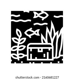 sunken underwater chest glyph icon vector. sunken underwater chest sign. isolated contour symbol black illustration